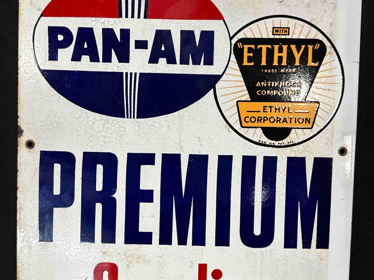 pan-am-ethyl-premium-gasoline-porcelian-sign---13"-x-17"---single-sided-image-1