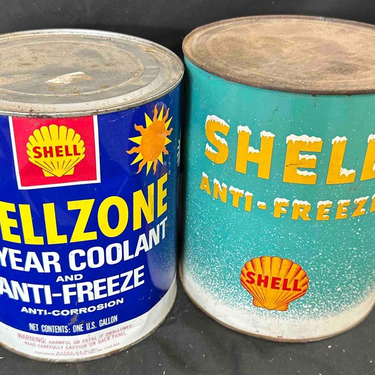(2) SHELL ANTIFREEZE GALLON CANS - 1 IS FULL
