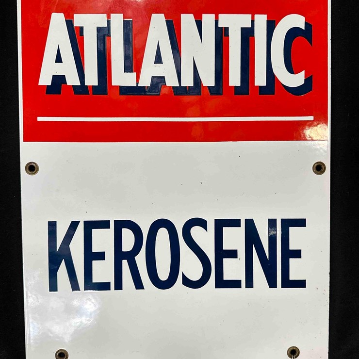 ATLANTIC KEROSENE PORCELIAN SIGN - 13" x 17" - SINGLE SIDED