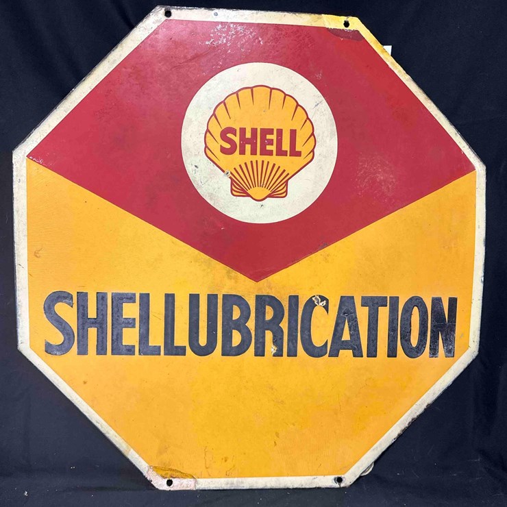 SHELLUBRICATION PORCAELIAN SIGN - 30" x 30" - DOUBLE SIDED - REPAIRED