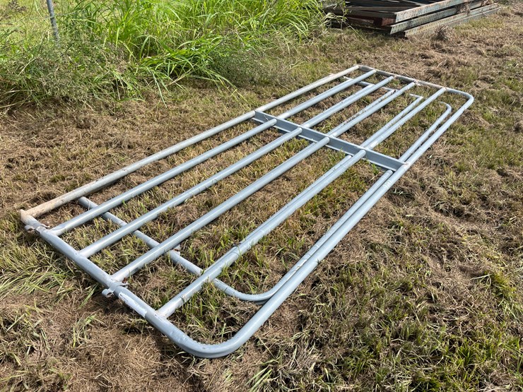 #421-•-lot-of-2-galvanized-farm-gates-image-1