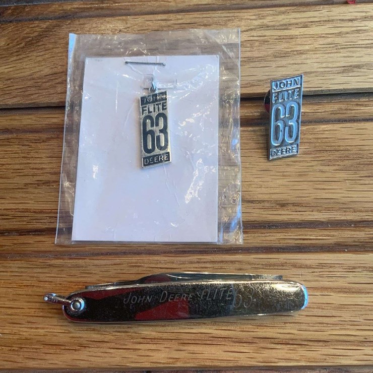 (3) John Deere Flite 63 Knife, Pin, Charm