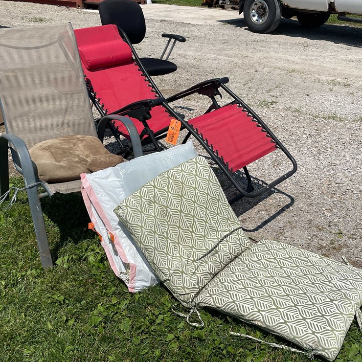 #8603 • (2) Outdoor Chairs and Chair Cushions