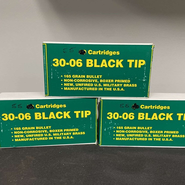 (3)-Boxes (165 Rounds) 30.06 Black Tip Ammo