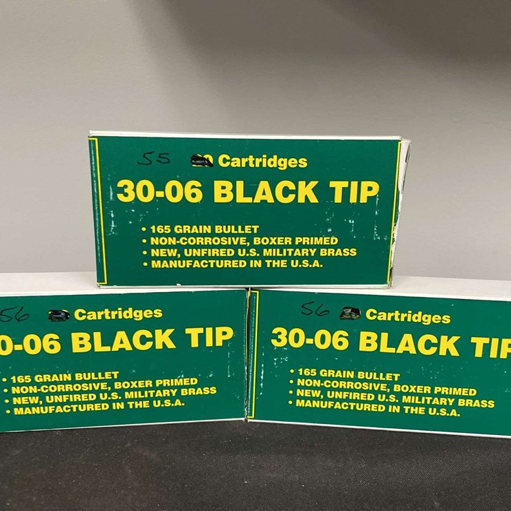 (3)-Boxes (167 Rounds) 30.06 Black Tip Ammo