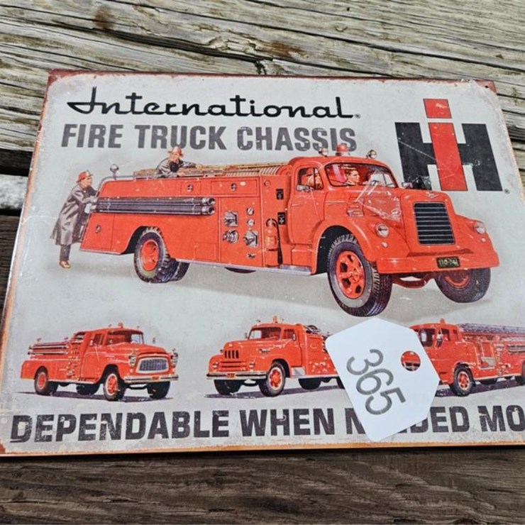#365 • International Fire Truck Metal Sign