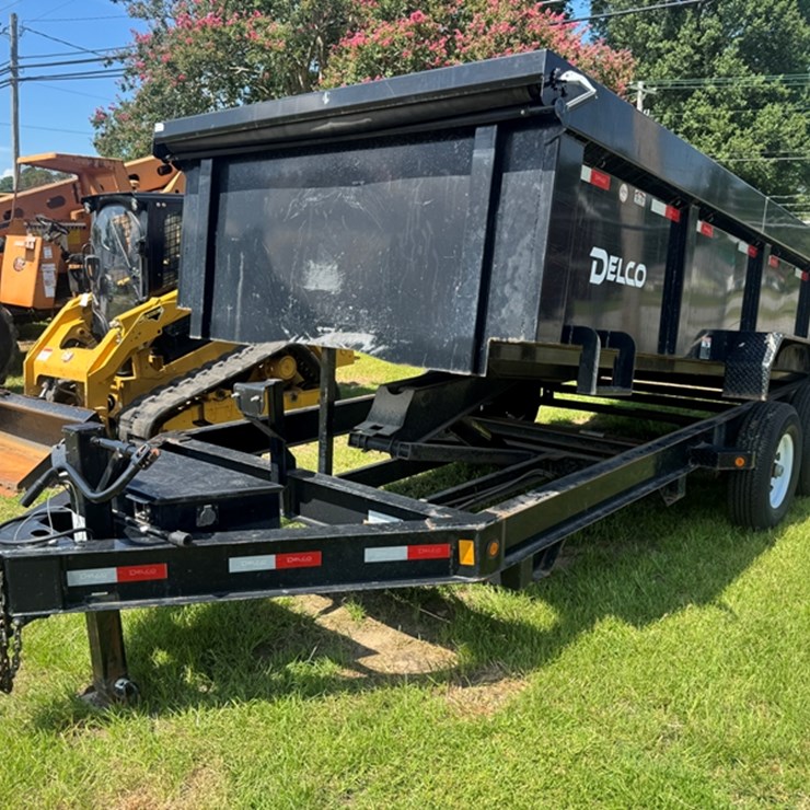 2023 DELCO HD 16' HYDRAULIC DUMP TRAILER, 14K W/DUAL 7K AXLES, SCISSORS LIFT, TARP SYSTEM, RAMPS,