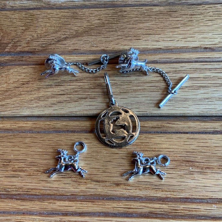 (5) John Deere Tie Pins + Charms