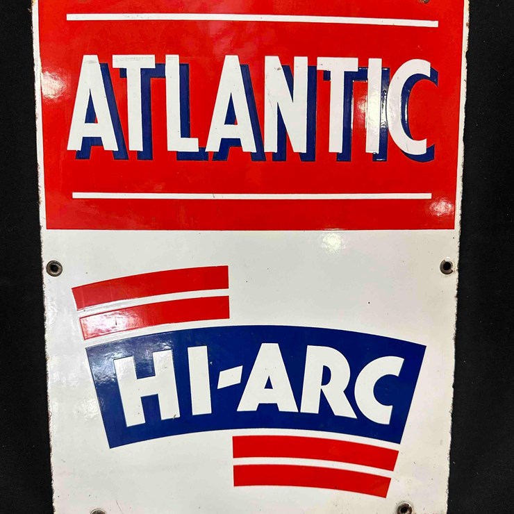 1026 - ATLANTIC HI-ARC PORCELIAN SIGN - 13" x 17" - SINGLE SIDED