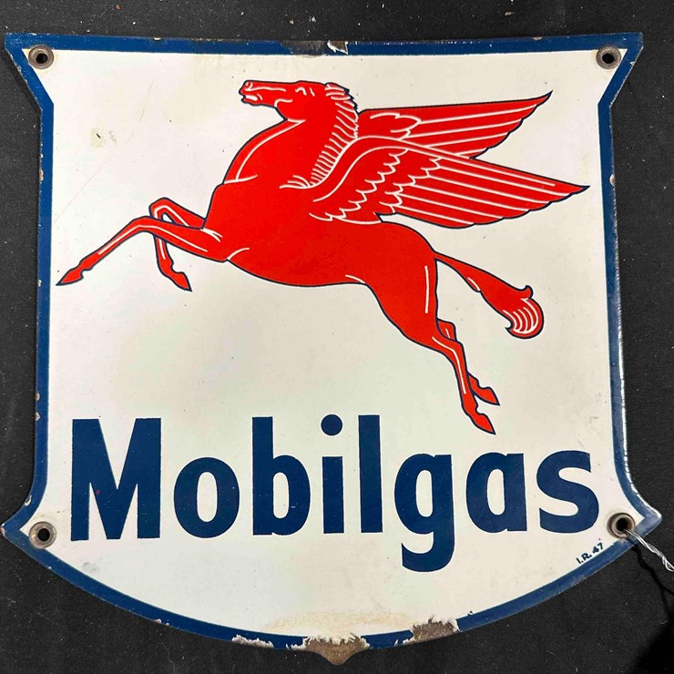 1021 - MOBILGAS PORCELIAN SIGN - 12" x 12" - SINGLE SIDED