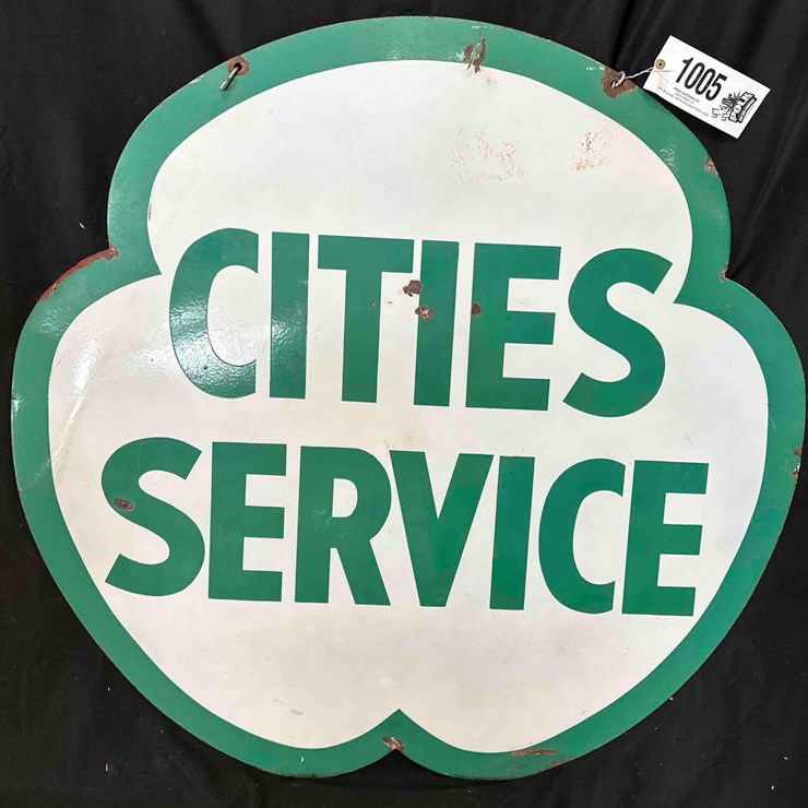 1005 - CITIES SERVICE PORCELIAN SIGN - 47" x 47.5" - DOUBLE SIDED
