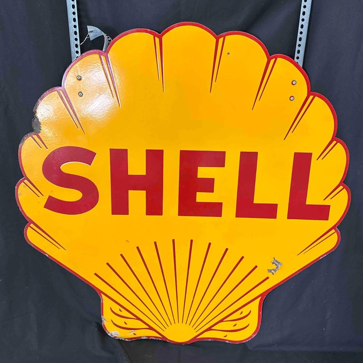 1009 - SHELL PORCELIAN SIGN - 48" x 48" - DOUBLE SIDED