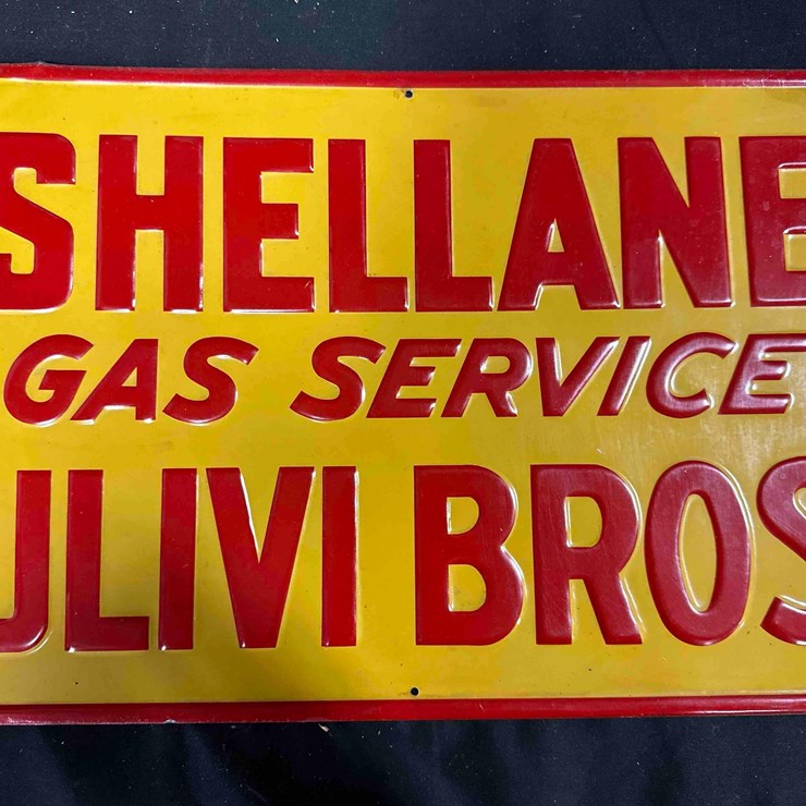 1028 - SHELLANE VHV1 BROS GAS SERVICE TIN SIGN - 11.75" x 17.75" - SINGLE SIDED