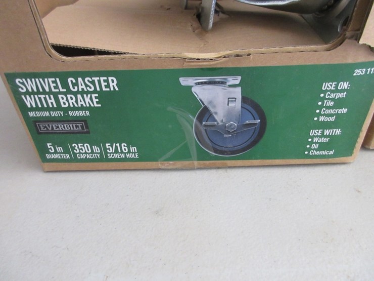 lot-of-new-unused-everbilt-swivel-casters-w/brake,-image-4
