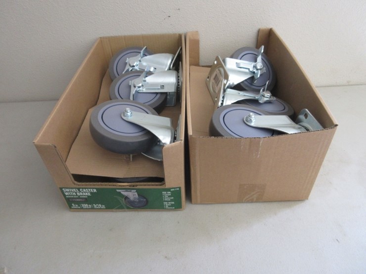 lot-of-new-unused-everbilt-swivel-casters-w/brake,-image-1