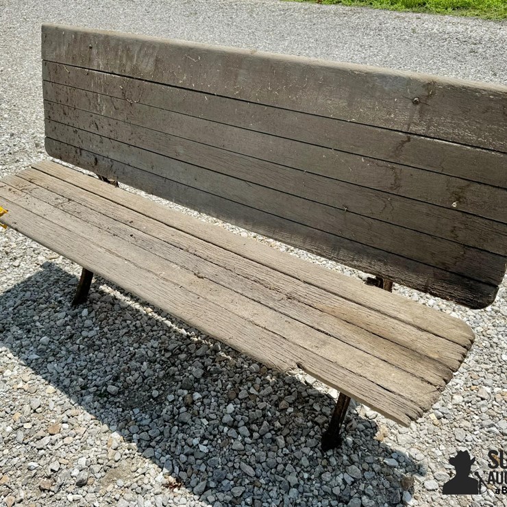 Wooden Bench w/ Cast Iron Legs