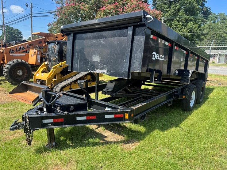 2023-delco-hd-16'-hydraulic-dump-trailer,-14k-w/dual-7k-axles,-scissors-lift,-tarp-system,-ramps,-image-1