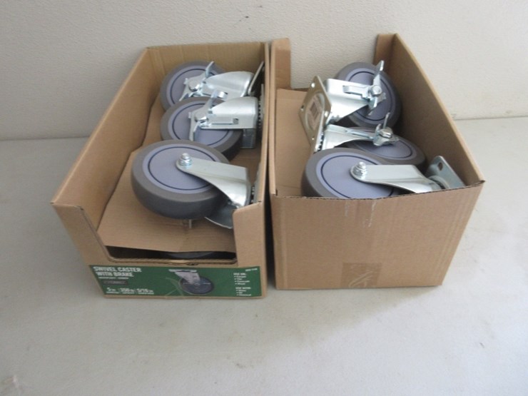 lot-of-new-unused-everbilt-swivel-casters-w/brake,-image-1