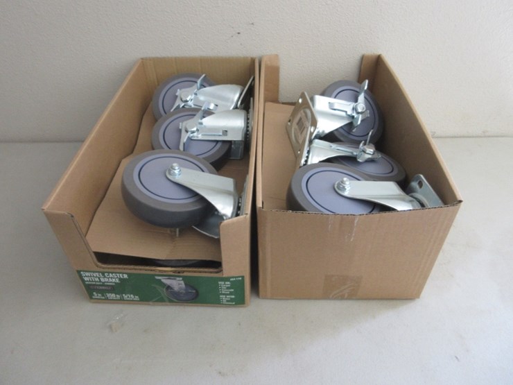 lot-of-new-unused-everbilt-swivel-casters-w/brake,-image-1
