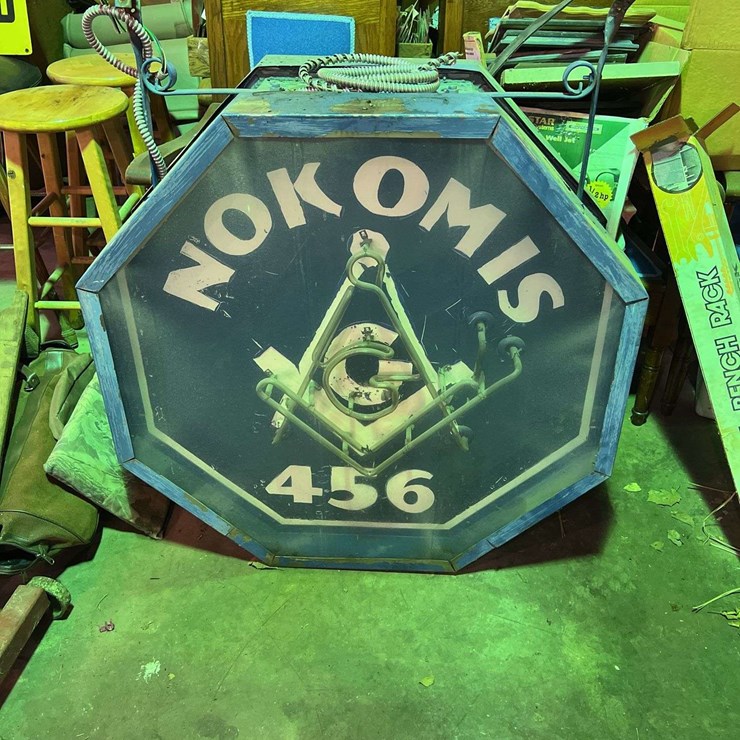 Nokomis, IL Masonic Lodge Double Sided Neon Sign