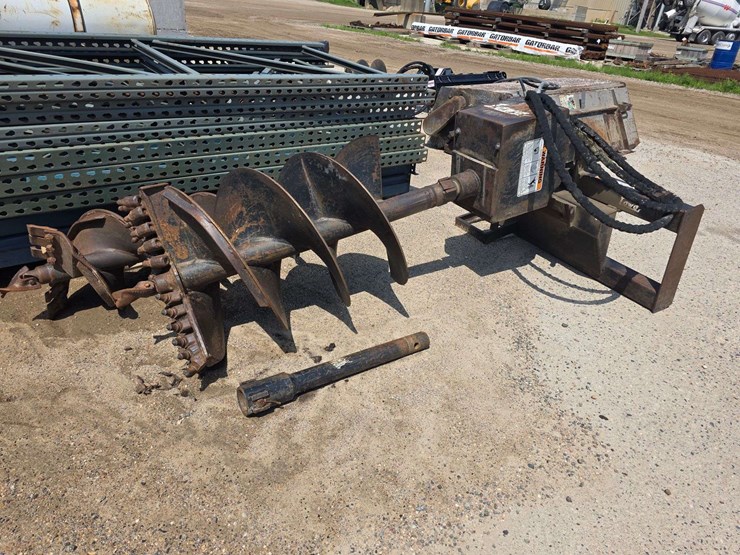 lowe-skid-loader-post-hole-auger,-24”-and-16”-bits-with-a-24”-extension,-flat-faced-couplers,-model:-image-1