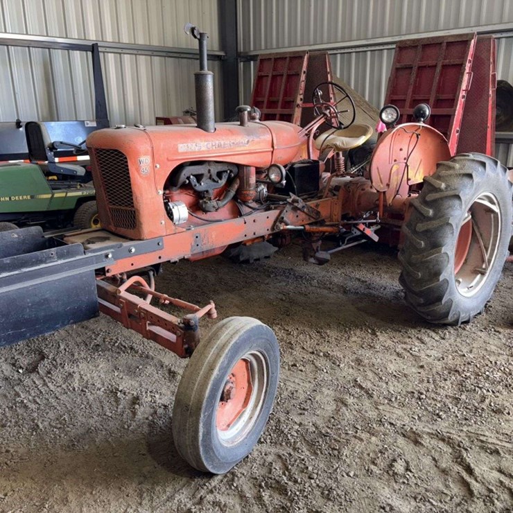 1956 Allis Chalmers WD45 Tractor, WF, 13.6-28 Rears, 6.00-16 Fronts, Snap Coupler, Drawbar, Power Sl