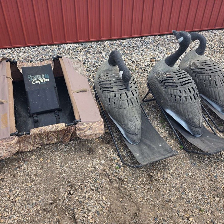 (3) Goose Chairs by Wildfowler Outfitters and New Scheels Law Out Blind, Buying All for One Money