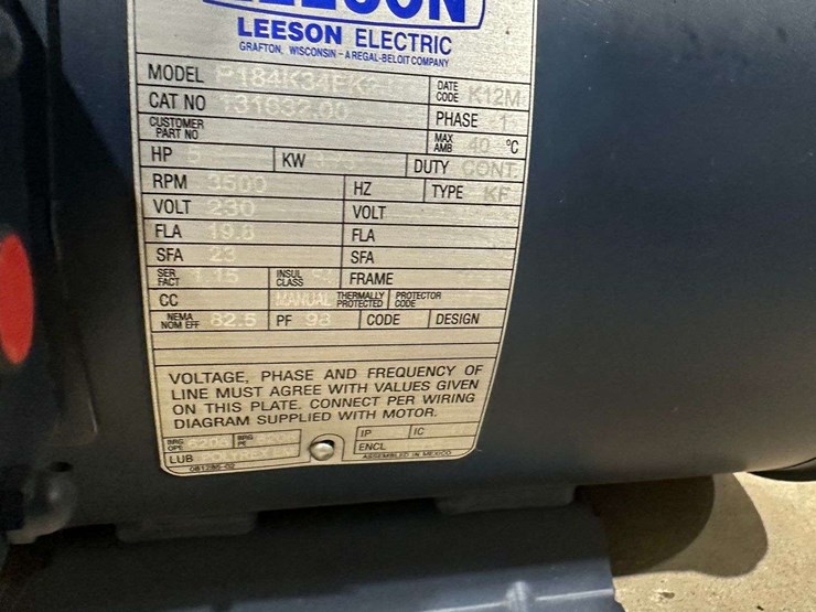 5hp-leeson-electric-motor,-220v,-1-1/8”-shaft,-3500-rpm,-new-in-box-image-2