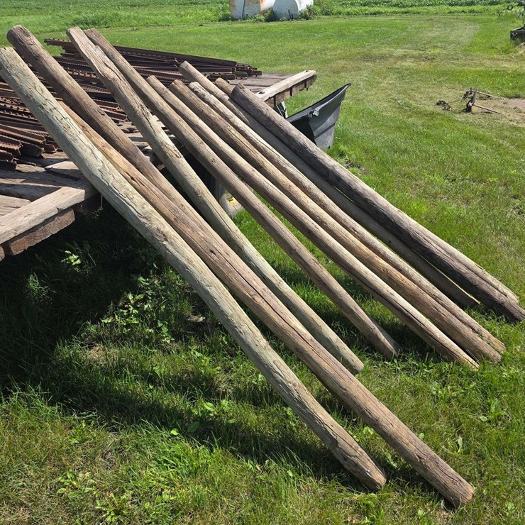 (11) 4” Wood Round Posts, Mostly 6’6” Long, Buying All for One Money