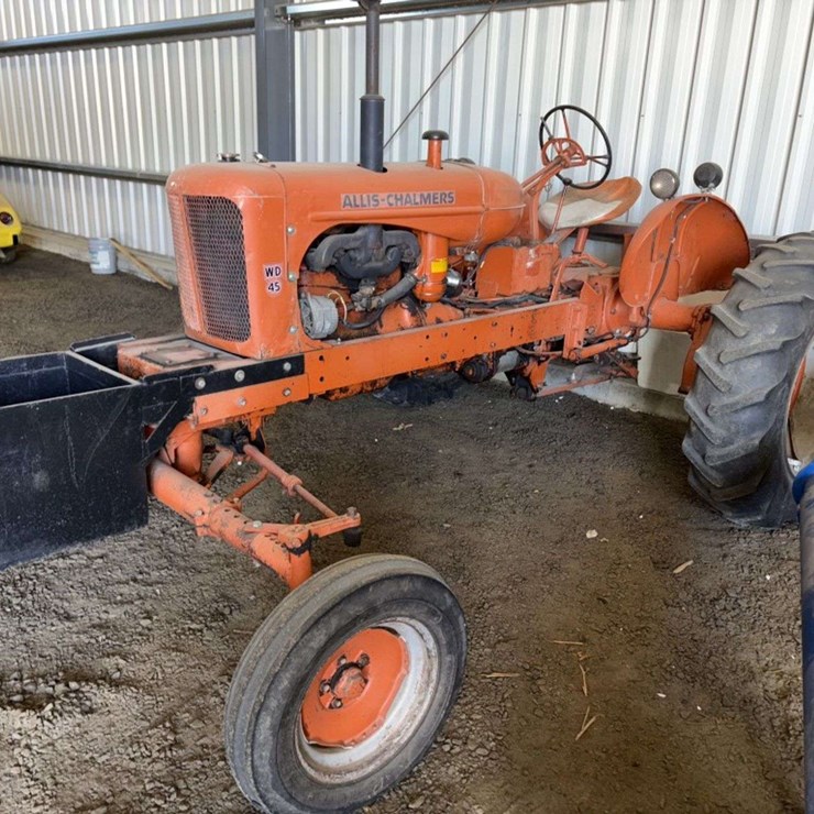 1950 Allis Chalmers WD Tractor, WF, 13.6-28 Rears, 6.00-16 Fronts, Snap Coupler, Drawbar, Power Slid
