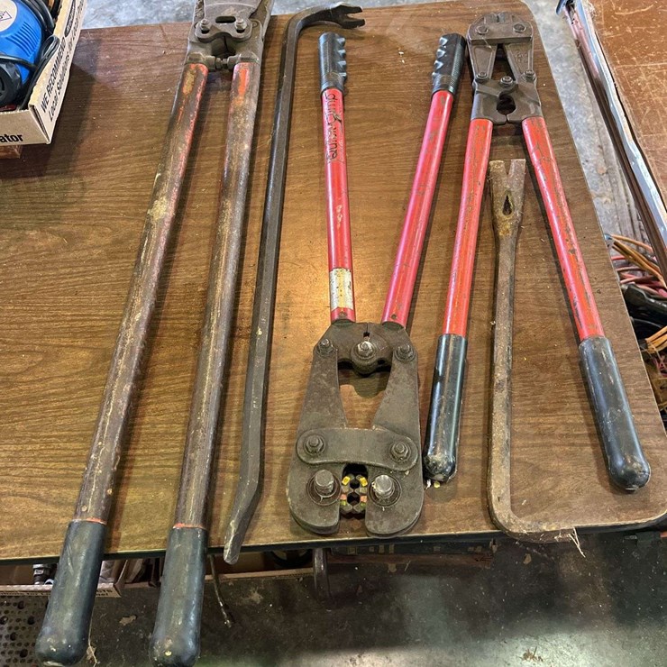 (2) Bolt Cutters, Crimper, & (2) Pry Bars