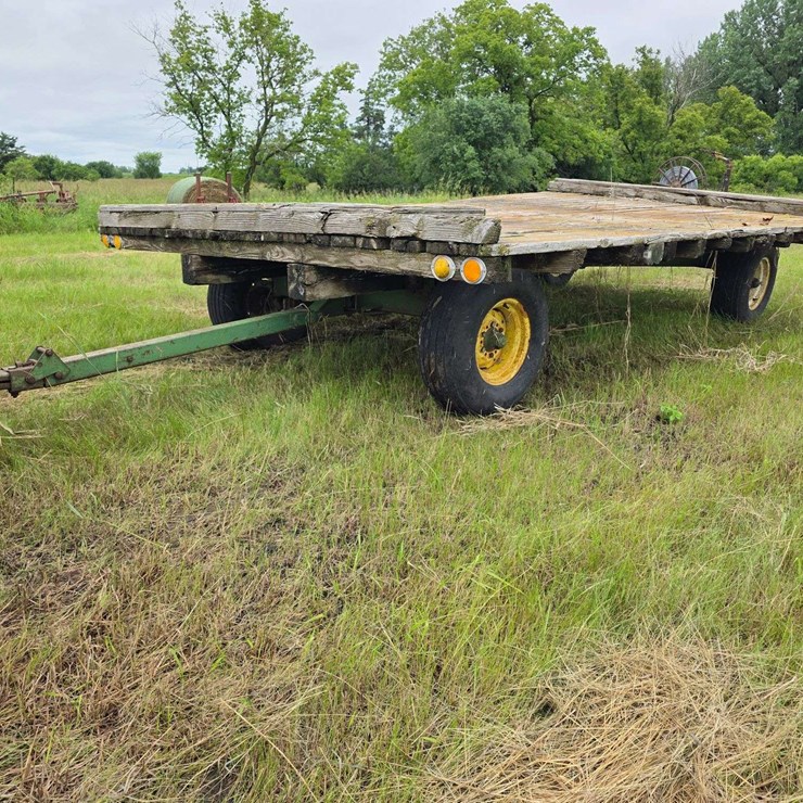 John Deere Running Gear with Rack, Rack will Need Work, 11L-15 Tires on 6 Bolt Rims, Extendable Hitc