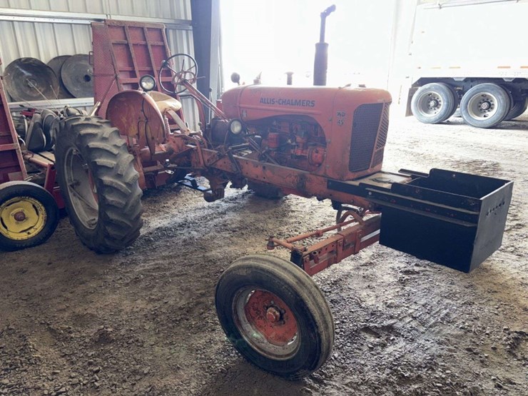 1956-allis-chalmers-wd45-tractor,-wf,-13.6-28-rears, 6.00-16 fronts,-snap-coupler,-drawbar,-power-sl-image-2