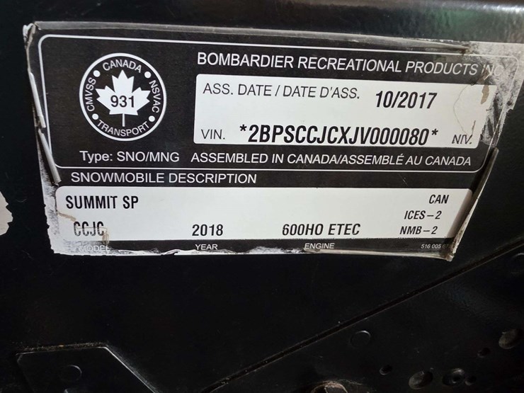 2018-ski-doo-summit-snowmobile,-154”-track,-600-e-tech,-electric-start,-6,565-miles,-comes-with-sled-image-15