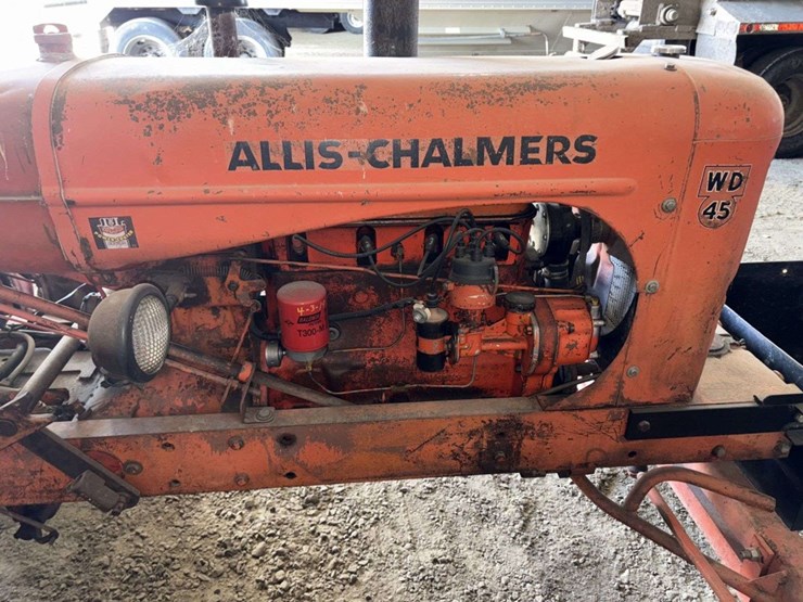 1956-allis-chalmers-wd45-tractor,-wf,-13.6-28-rears, 6.00-16 fronts,-snap-coupler,-drawbar,-power-sl-image-16