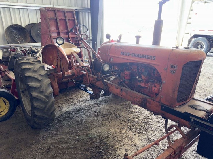 1956-allis-chalmers-wd45-tractor,-wf,-13.6-28-rears, 6.00-16 fronts,-snap-coupler,-drawbar,-power-sl-image-13