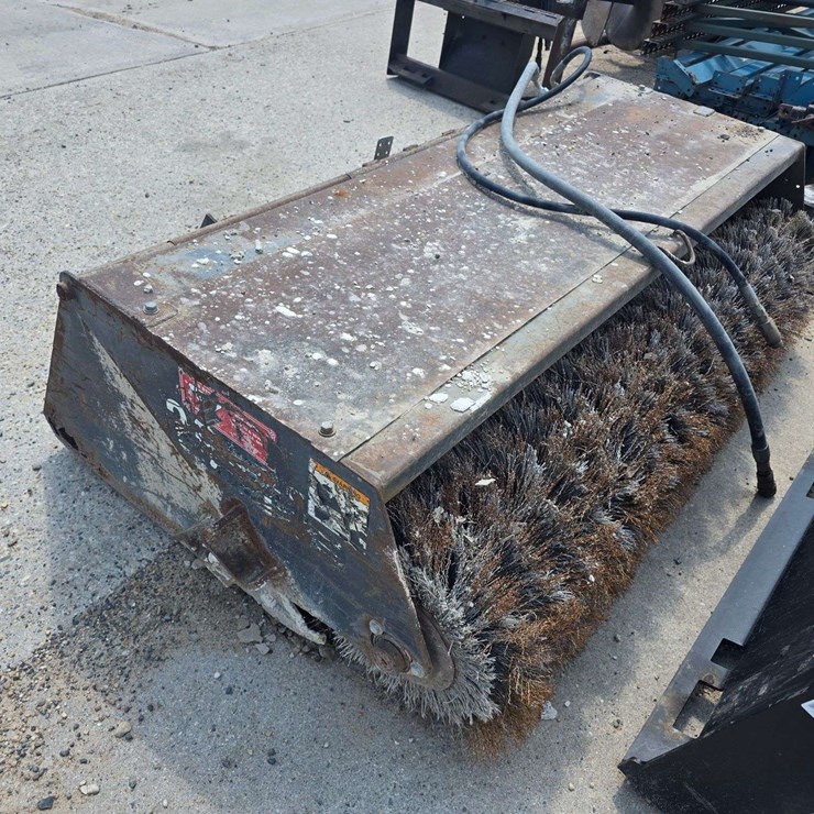 Skid Loader 72” Steel Bristle Sweeper with Flat Faced Couplers, SN: 435401287