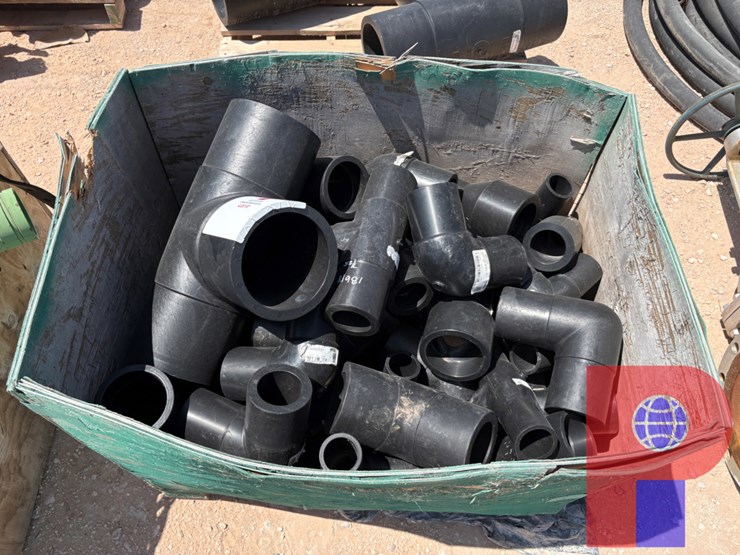 (6)-pallets-of-assorted-poly-pipe-fittings,-tank-gaskets,-belts,-&-bushing-image-1