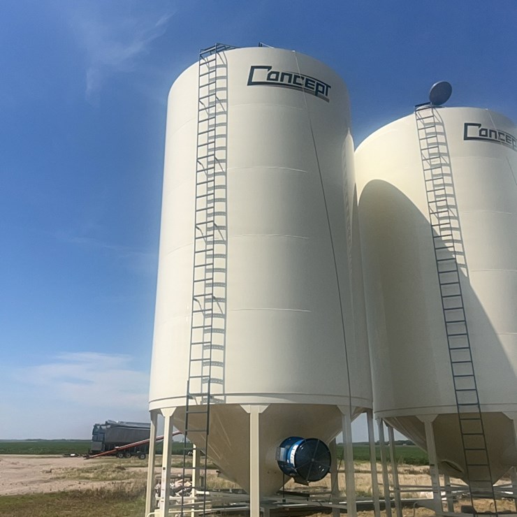 Concept 5,000 bushel Hopper bin, fully equipped with AGI Grainguard bin fan with 7.5 hp three phase electric motor