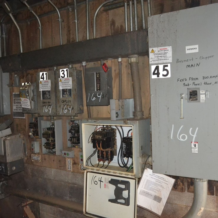 ELECTRICAL PANEL CONSIST OF: 1 SIZE 3 STARTER W/ 1-SIZE 2 STARTER W/ 1 SIZE 1 STARTER W/ 1 SIZE 0 STARTER W/ 400 AMP DISCONNECT W/ 4-30AMP DISCONNECT W/ TRANSFORMERS W/ PANEL BOARD