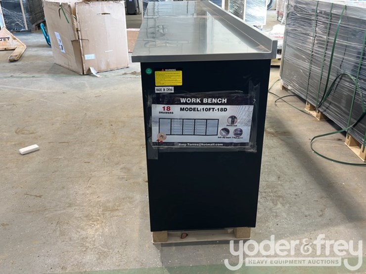 unused-10'-work-bench-c/w-18-drawers,-2-cabinets,-lock,-anti-slip-inners,-3-rail-sliding,-stainless-steel-image-6