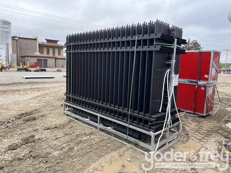 unused-2025-10'-x-7'-4-rail-galvanized-steel-fencing,-panels-(30-of),-posts-(31-of)-image-1