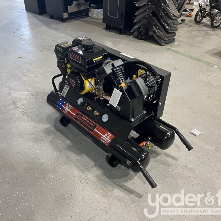 Powertrain 10 Gal Wheelbarrow/ Contractor Air Compressor c/w V Twin Cast Iron Pump, 135 PSI, 11.2 CFM, 212 CC (1Yr Factory Warranty)