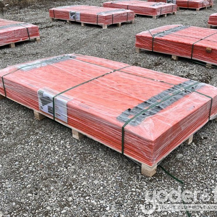 Unused 2025 TPM 8' x 4' Ground Protection Mats,1/2” Thick, Raw HDPE, Dual Sided Diamond Plate Tread (12 of)