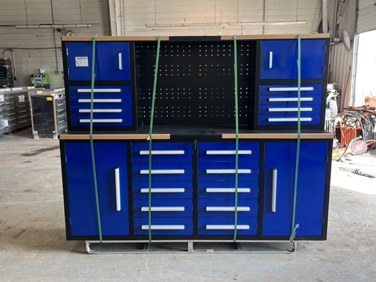 unused-7'-work-bench-c/w-18-drawers,-lock,-anti-slip-inners,-3-rail-stainless-steel-image-2