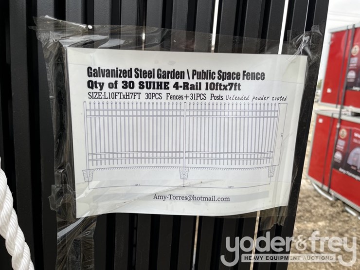 unused-2025-10'-x-7'-4-rail-galvanized-steel-fencing,-panels-(30-of),-posts-(31-of)-image-6