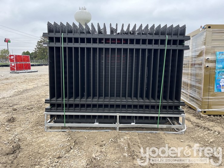 unused-2025-10'-x-7'-4-rail-galvanized-steel-fencing,-panels-(30-of),-posts-(31-of)-image-2