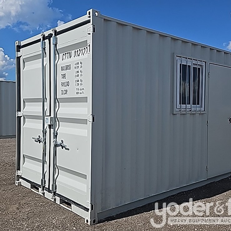 Unused 12' Mini Container, Pedestrian Door, Lock Box, Window, Fork Pockets