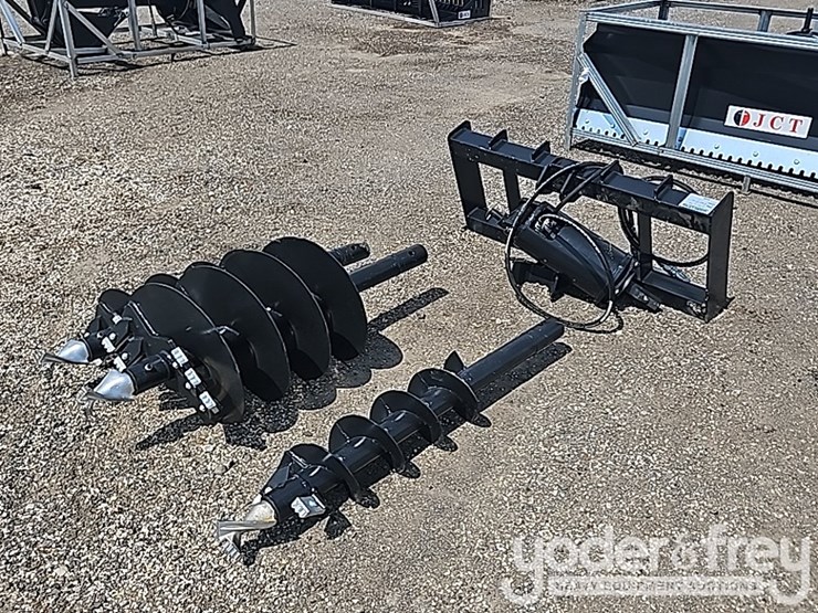unused-jct-hydraulic-auger-drive,-bits,-qa-9",12",-18"-alloy-bits-to-suit-skidsteer-image-1