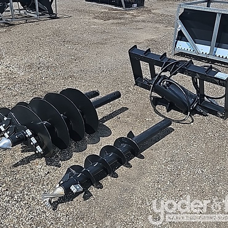 Unused JCT Hydraulic Auger Drive, Bits, QA 9",12", 18" Alloy Bits to suit Skidsteer